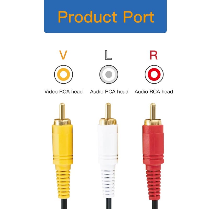HTDYOO RCA Cable, AV Cable Gold Plated, Yellow/White/red connectors 3 Male to 3 Male-4.6 Feet/1PCS - Image 2